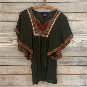 Angie olive embroidered top/tunic.